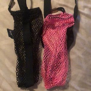 Mesh water Bottle holders black and Pink holders